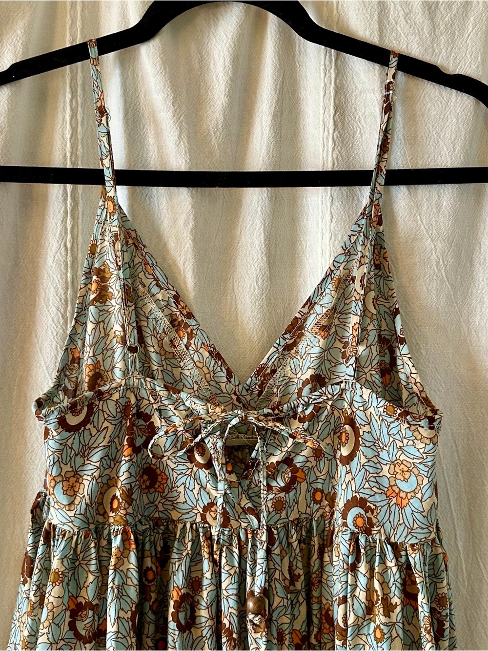 100% Cotton Boho Maxi Spaghetti Strap Baby Doll Dress Sz S - Picture 4 of 6